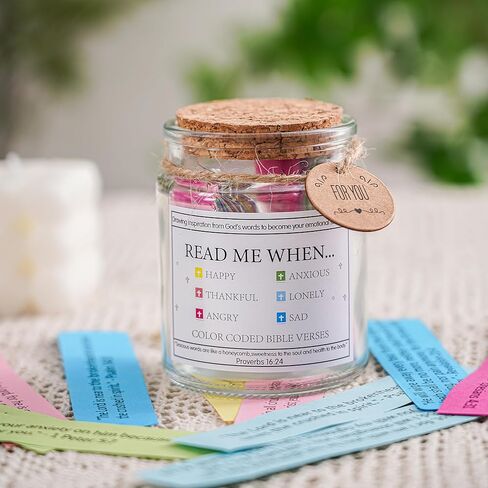 Bible Verses in a Jar,Hope Jar,Prayer Cards,Read Me When Bible Verses Jar for Emotions and Feelings,Christian Gifts Church Biblical Faith,90 Color Coded Bible Verses in a Jar,Father's Day Gifts in Saudi Arabia