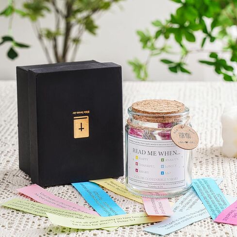 Bible Verses in a Jar,Hope Jar,Prayer Cards,Read Me When Bible Verses Jar for Emotions and Feelings,Christian Gifts Church Biblical Faith,90 Color Coded Bible Verses in a Jar,Father's Day Gifts in Saudi Arabia