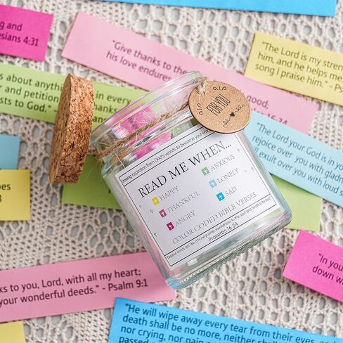 Bible Verses in a Jar,Hope Jar,Prayer Cards,Read Me When Bible Verses Jar for Emotions and Feelings,Christian Gifts Church Biblical Faith,90 Color Coded Bible Verses in a Jar,Father's Day Gifts in Saudi Arabia