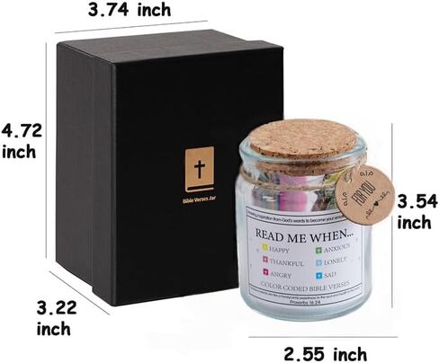 Bible Verses in a Jar,Hope Jar,Prayer Cards,Read Me When Bible Verses Jar for Emotions and Feelings,Christian Gifts Church Biblical Faith,90 Color Coded Bible Verses in a Jar,Father's Day Gifts in Saudi Arabia