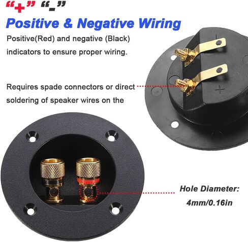 3 Inch Round 2-Way Speaker Box Terminal Cup Binding Post, Power Speaker Screw-in Terminal Plates with Closed Screw Type Banana Plugs, Screws (12 Pack) in Saudi Arabia