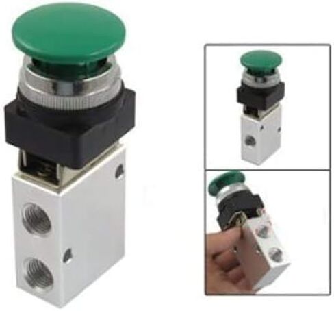 JDYYICZ 1/4" NPT Green Momentary Push Button 3 Way 2 Position Pneumatic Control Mechanical Valve,13mm Thread 2 Position 3 Way Manual Control Mushroom Push Button Air Pneumatic Mechanical Valve in Saudi Arabia