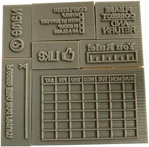 Wood Stamp Set for Teachers - SPED, General Education, Homework, Grading, and More! Calendar and Other Useful Stamps (7 Piece) - Classroom - School -Students in Saudi Arabia