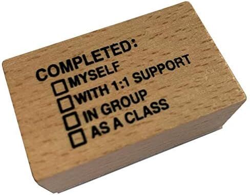 Wood Stamp Set for Teachers - SPED, General Education, Homework, Grading, and More! Calendar and Other Useful Stamps (7 Piece) - Classroom - School -Students in Saudi Arabia