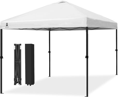 10x10 Pop Up Canopy Tent, Upgraded One-Push Tent Straight Leg Canopy, Outdoor Camping Tent, Cooking Canopy Tents with Wheeled Carry Case, 8 Spikes and 4 Ropes (White 2.0, 10 Ft x 10 Ft) in Saudi Arabia