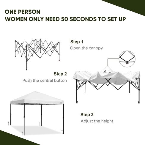 10x10 Pop Up Canopy Tent, Upgraded One-Push Tent Straight Leg Canopy, Outdoor Camping Tent, Cooking Canopy Tents with Wheeled Carry Case, 8 Spikes and 4 Ropes (White 2.0, 10 Ft x 10 Ft) in Saudi Arabia