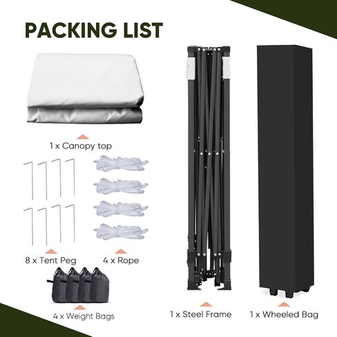 10x10 Pop Up Canopy Tent, Upgraded One-Push Tent Straight Leg Canopy, Outdoor Camping Tent, Cooking Canopy Tents with Wheeled Carry Case, 8 Spikes and 4 Ropes (White 2.0, 10 Ft x 10 Ft) in Saudi Arabia