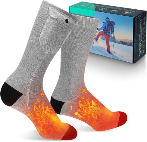 جوارب MECODIRECT ساخنة، جوارب شتوية للرجال والنساء 3.7 فولت 4000 مللي أمبير تعمل بالبطارية، 3 إعدادات تسخين قابلة لإعادة الشحن، جوارب شتوية دافئة للتزلج والتخييم والجري وصيد الأسماك، مقاس L in Kuwait