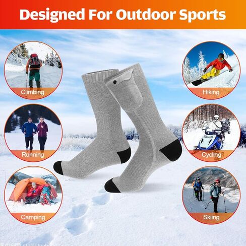 جوارب MECODIRECT ساخنة، جوارب شتوية للرجال والنساء 3.7 فولت 4000 مللي أمبير تعمل بالبطارية، 3 إعدادات تسخين قابلة لإعادة الشحن، جوارب شتوية دافئة للتزلج والتخييم والجري وصيد الأسماك، مقاس L in Kuwait