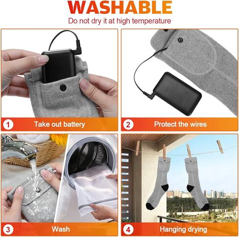 جوارب MECODIRECT ساخنة، جوارب شتوية للرجال والنساء 3.7 فولت 4000 مللي أمبير تعمل بالبطارية، 3 إعدادات تسخين قابلة لإعادة الشحن، جوارب شتوية دافئة للتزلج والتخييم والجري وصيد الأسماك، مقاس L in Kuwait