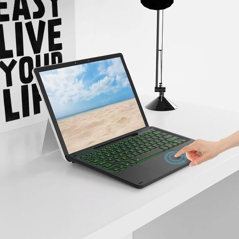 seenda Backlit Keyboard with Touchpad for Surface Pro 8/Pro 9/Pro X, Removable Slim Bluetooth Keyboard with Trackpad and Pen Holder for Tablet Microsoft Surface Pro 8/9/X, QWERTY UK Layout, Black in Saudi Arabia