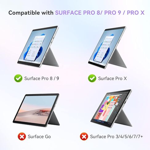seenda Backlit Keyboard with Touchpad for Surface Pro 8/Pro 9/Pro X, Removable Slim Bluetooth Keyboard with Trackpad and Pen Holder for Tablet Microsoft Surface Pro 8/9/X, QWERTY UK Layout, Black in Saudi Arabia