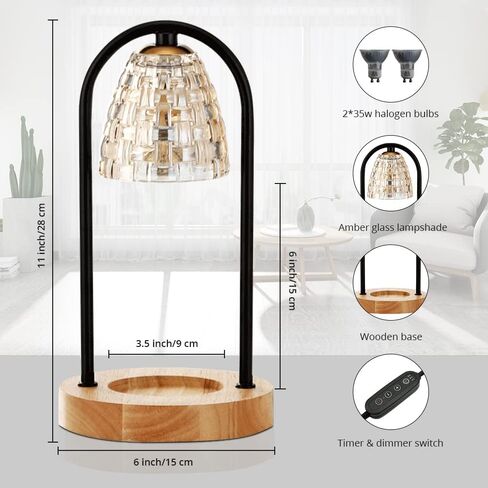 Candle Warmer Lamp with Timer, Dimmable Electric Candle Warmer with 2 Bulbs for Scented Wax, Modern Candle Warming Lamp for Home Decor Gift in Saudi Arabia