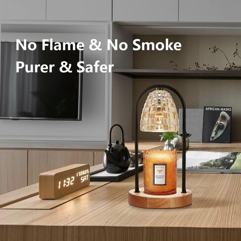 Candle Warmer Lamp with Timer, Dimmable Electric Candle Warmer with 2 Bulbs for Scented Wax, Modern Candle Warming Lamp for Home Decor Gift in Saudi Arabia