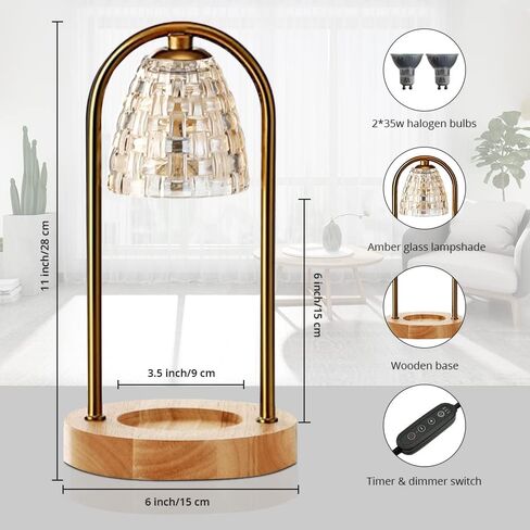 Candle Warmer Lamp with Timer, Dimmable Electric Candle Warmer with 2 Bulbs for Scented Wax, Modern Candle Warming Lamp for Home Decor Gift in Saudi Arabia