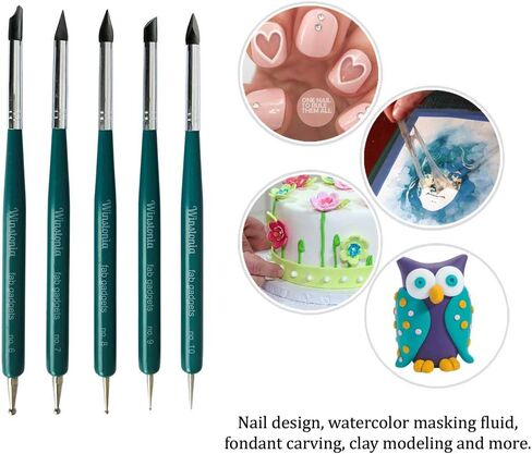 مجموعة أدوات قلم السيليكون من وينستونيا لتصميم فن الأظافر ونحت الطين ونحت أقراص الفوندان والمزيد | 5 قطع من أطراف السيليكون in Kuwait