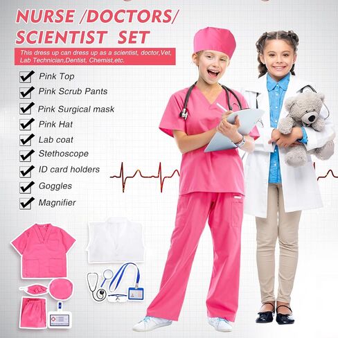 5 Sets Kids Dress up Clothes Doctor Kids Explorer Costume Lab Coat Chef Outfit Fireman Costume with Accessories Set Toddler Children Cosplay in Saudi Arabia