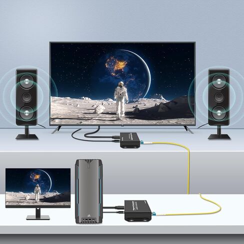 DisplayPort KVM Extender Over SM Fiber Up to 20KM, 4K@30Hz DP Fiber KVM Extender with 4 USB2.0 Ports, IR Control, Bidirectional RS-232&Audio, Zero Latency, KVM Over Fiber Support All System in Saudi Arabia