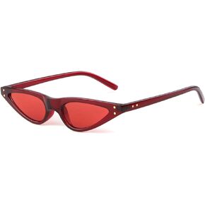 GIFIORE Retro Small Cat Eye Sunglasses Y2K Tinted Colored Lense Black Skinny Tiny Sun Glasses