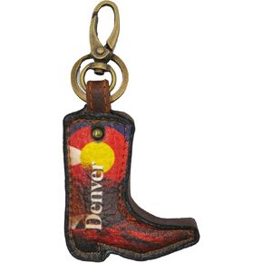 سلسلة مفاتيح صغيرة من الجلد كاوبوي مع علم ولاية كولورادو، حلقات مفاتيح تذكارية دنفر، اكسسوارات دولة الجنوب سحر سلسلة المفاتيح للرجال والنساء، 5 بوصة, متعدد الألوان, S in Kuwait