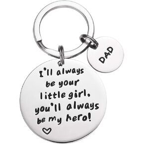 LParkin Dad Gifts from Daughter I'll Always Be Your Little Girl Hero Keychain for Gifts for Dad From Daughter