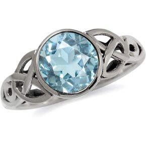 خاتم Silvershake 8 مم من الأحجار الكريمة الأصلية عيار 925 من الفضة الاسترليني Trinity Triquetra Celtic Knot Ring