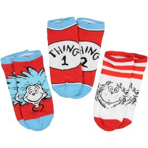 Dr. Seuss Thing 1 And Thing 2 Adult Combo 3 Pack Ankle Socks