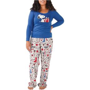 Nite Nite Munki Munki Women's Ls Tee and Pant Jersey Pj Set