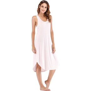 GYS Long Nightgown for Women - Viscose Made from Bamboo, Soft Sleeveless Sleep Shirt Summer Cute Racerback Sleep Dress