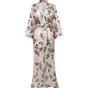 PRODESIGN Long Kimono Robe for Women Patterned Satin Nightgown Bridesmaid Bathrobe Wedding in Kuwait