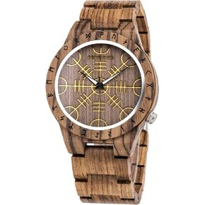 BOBO BIRD Mens Unique Engrave Wood Watches Luxury Stylish Watch Wood Strap with Bamboo Wooden Box