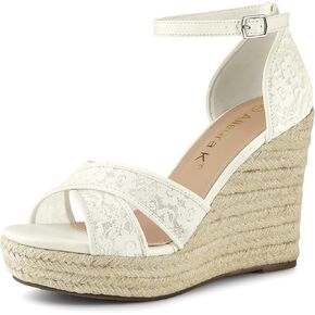 Allegra K Women's Espadrilles Lace Wedges Wedge Sandals