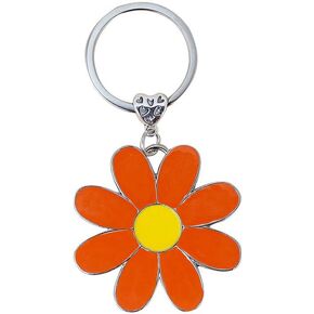 Fuqimanman2020 Cute Daisy Keychain Floral Flower Charm Enameled Keychain for Women Girls Purse Bag Accessories