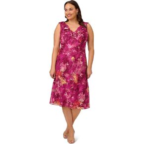 Adrianna Papell Women's Ruffle Neckline Bias Dress