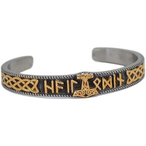 Nordic viking rune odin thor mjolnir stainless steel bracelet for men bangle gift, no gemstone in Kuwait