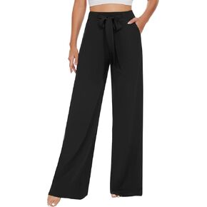 Tapata Women's Pants Wide Leg Yoga Pants with Pockets High Waisted Tailored Pants Adjustable Tie Knot Loose Trousers in Kuwait