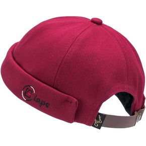 Croogo Brimless Cap Unique Docker Beanie Watch Cap Rolled Cuff Harbour Hat Adjustable Landlord Hat Sailor No Brim Skull Cap