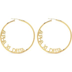 Sorority Shop Alpha Xi Delta- Hoop 18K Gold Plated Dainty Earrings for Women - Alpha Xi Delta Jewelry with Ideal 2" Diameter Hoops - Alpha Xi Delta Gifts