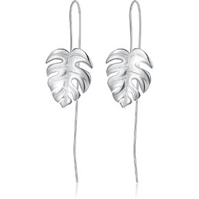 14K Yellow Gold Plated 925 Sterling Silver Drop Earrings Monstera Leaves Dangle Earring, Handmade Unique Jewelry for Women and Girls