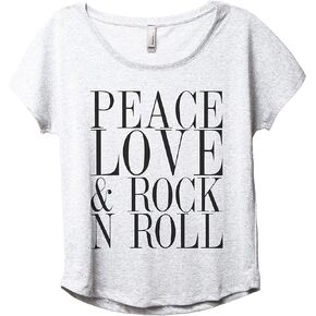 Peace Love and Rock 'N Roll Women's Fashion Slouchy Dolman T-Shirt Tee