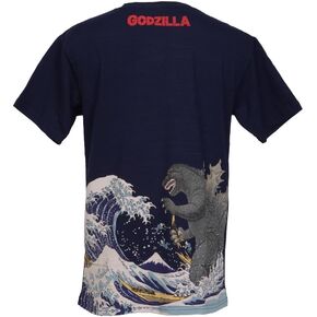 تي شيرت جودزيلا ستة وثلاثون منظرًا لجبل فوجي هوكوساي، أزرق داكن، مقاس كبير in Kuwait