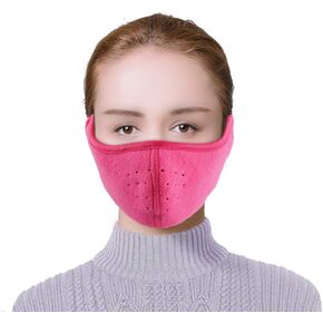 TECHONG Womens Winter Warm Windproof Mask - Thick Dustproof Breathable Mouth Cover, Rose Red, One Size