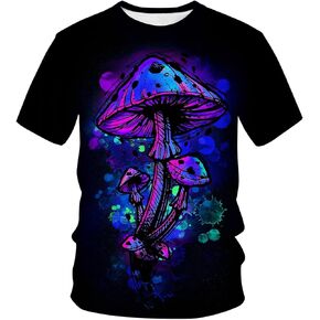 Lurhonp Men's Hippy Mushroom T-Shirt Novelty Graphic Fashion Tee Shirts