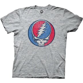 Ripple Junction Grateful Dead Men's Short Sleeve T-Shirt Steal Your Face Stealie SYF Distressed Crew Neck Officially Licensed