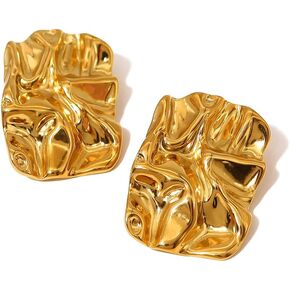 أقراط مربعة ذهبية للنساء، مجوهرات كلاسيكية عصرية مكتنزة هندسية غير منتظمة in Kuwait