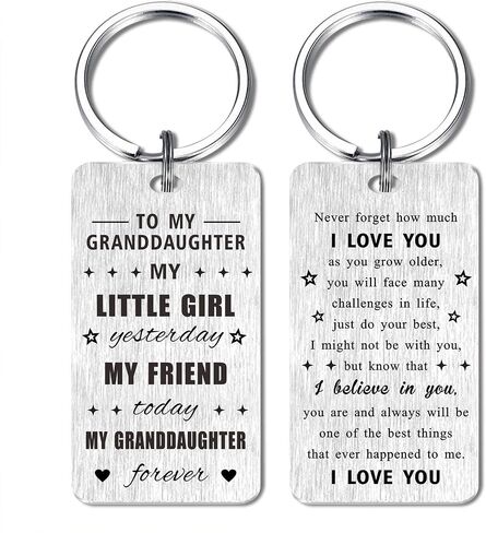 Gezxin Granddaughter Christmas Keychain gifts- Merry Christmas Xmas Granddaughter- Valentines Day Present from Grandparents in Saudi Arabia