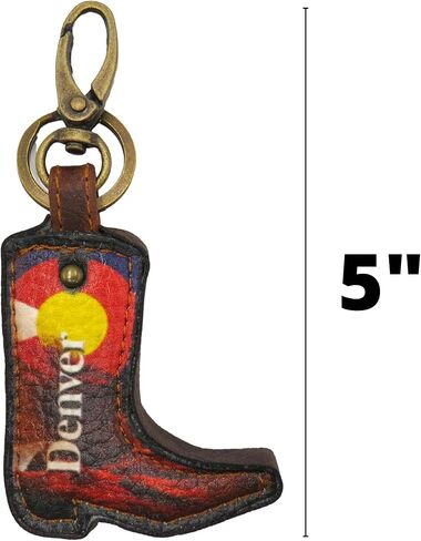 سلسلة مفاتيح صغيرة من الجلد كاوبوي مع علم ولاية كولورادو، حلقات مفاتيح تذكارية دنفر، اكسسوارات دولة الجنوب سحر سلسلة المفاتيح للرجال والنساء، 5 بوصة, متعدد الألوان, S in Kuwait