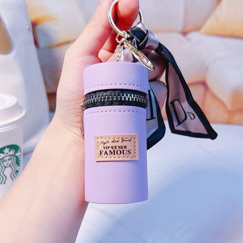 منظم أحمر الشفاه للنساء والفتيات، حامل ملمع شفاه جلدي مع سلاسل مفاتيح لمفاتيح السيارة ومحفظة المحفظة in Kuwait