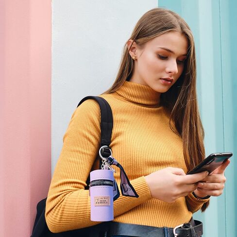 منظم أحمر الشفاه للنساء والفتيات، حامل ملمع شفاه جلدي مع سلاسل مفاتيح لمفاتيح السيارة ومحفظة المحفظة in Kuwait