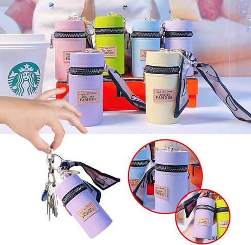 منظم أحمر الشفاه للنساء والفتيات، حامل ملمع شفاه جلدي مع سلاسل مفاتيح لمفاتيح السيارة ومحفظة المحفظة in Kuwait